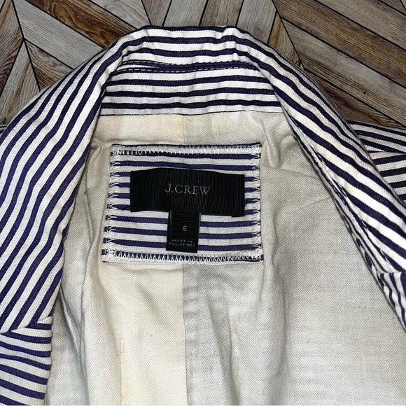 J. Crew Purple Striped Seersucker Blazer Cotton Size‎ 6 Classic Casual Coastal - Picture 3 of 13